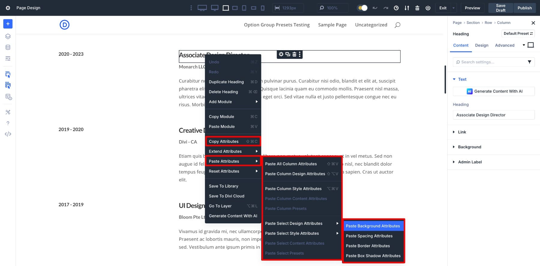copy paste attributes